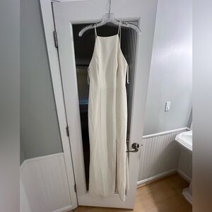 Ivory bridesmaids dress. Size 6. Can’t remember where it’s from. Low back!